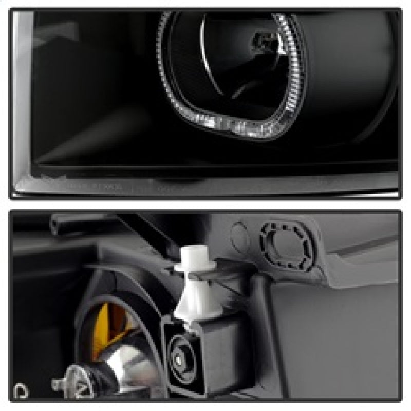 xTune Chevy Silverado 1500/2500/3500 07-13 LED Halo Projector Headlights Black PRO-JH-CSIL07-CFB-BK