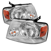 Load image into Gallery viewer, xTune Ford F150 04-08 Amber Crystal Headlights Chrome HD-JH-FF15004-AM-C