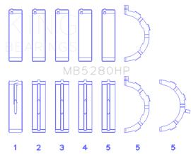 King Ford Prod. V8 4.6L/5.4L Will Not Fit 13-14 GT500 Performance Main Bearing Set - Size STD