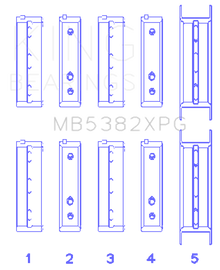 King Subaru EJ20/EJ22/EJ25 (Thrust in #5 Position) Tri-Metal Perf Main Bearing Set - Size +0.25mm