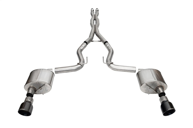 Corsa 24+ Ford Mustang GT Xtreme Cat-Back Ex. Sys. 3.0in Dual Rear Exit w/4.5in Black PVD Pro Tips