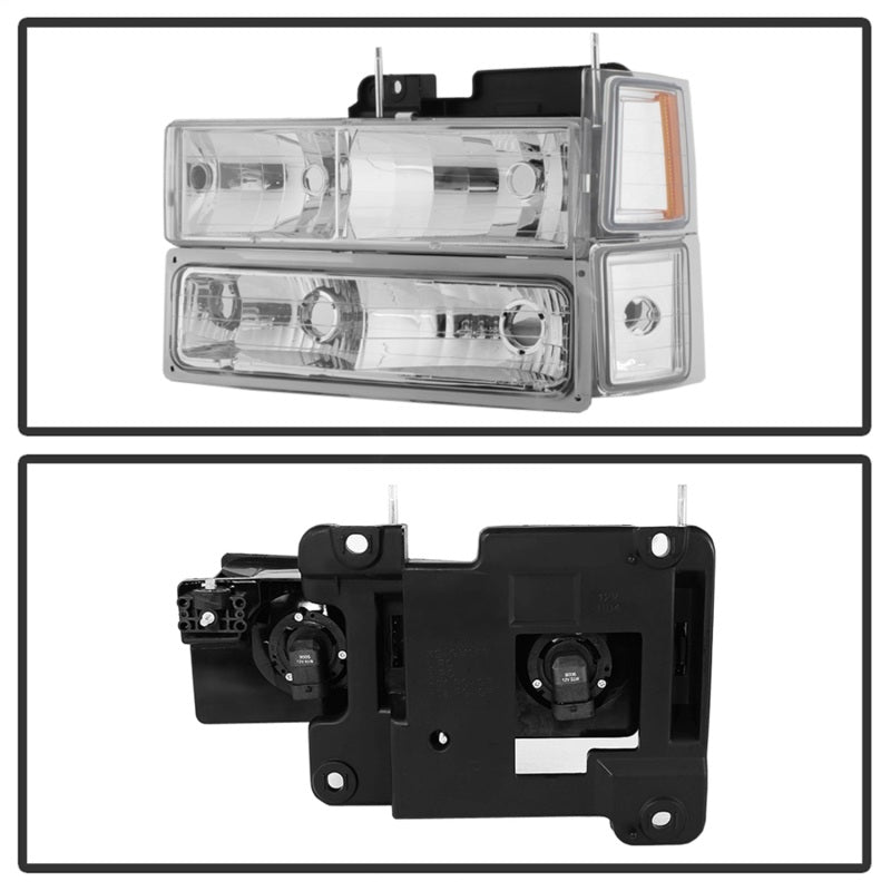 xTune Chevy Suburban 94-98 Headlights w/ Corner & Parking Lights 8pcs Chrome HD-JH-CCK88-AM-C-SET
