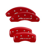 MGP 4 Caliper Covers Engraved Front & Rear Red Power Coat Finish Silver Characters-Honda Accord
