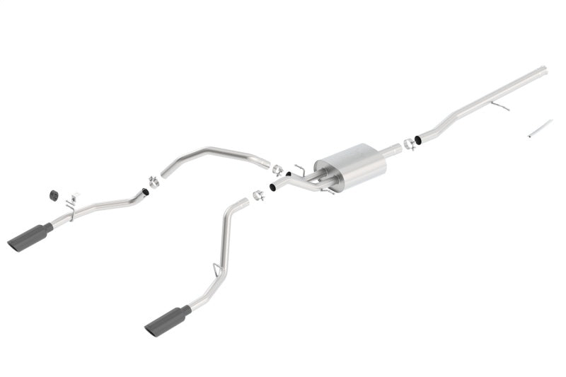 Borla 14 Silv/Sierra C/B Exhaust ATAK 1500 5.3L V8 AT/MT 2&4WD Ext Cab (78.7) WB - Black Chrome