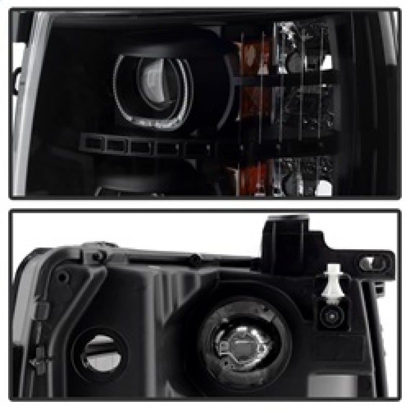 xTune Chevy Silverado 1500/2500/3500 07-13 LED Halo Projector Headlights Black PRO-JH-CSIL07-CFB-BK