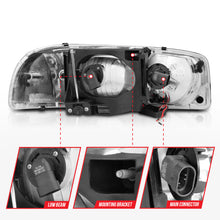 Load image into Gallery viewer, ANZO 99-17 GMC Sierra/Denali Headlights Black Amber (w/C Light Bars)