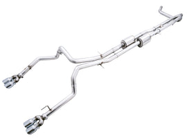 AWE Tuning 4th Gen GM 1500 6.2L 0FG Cat-Back Split Rear Exit (w/ Bumper Cutouts) - Quad Chrome Tips
