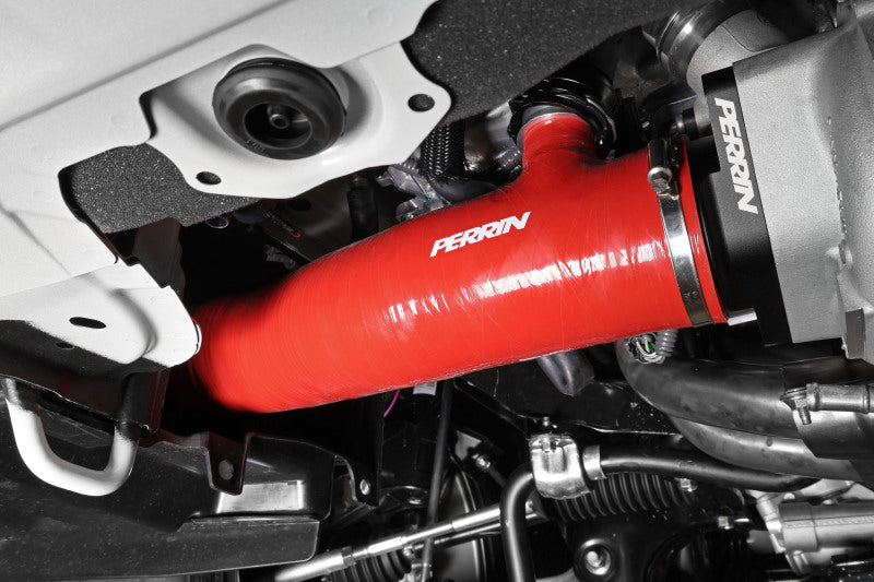 PERRIN 22-24 Subaru WRX / 20-25 LGT &amp; OBXT Turbo Inlet Hose w/Turbo Adapter Flange (Long) - Red