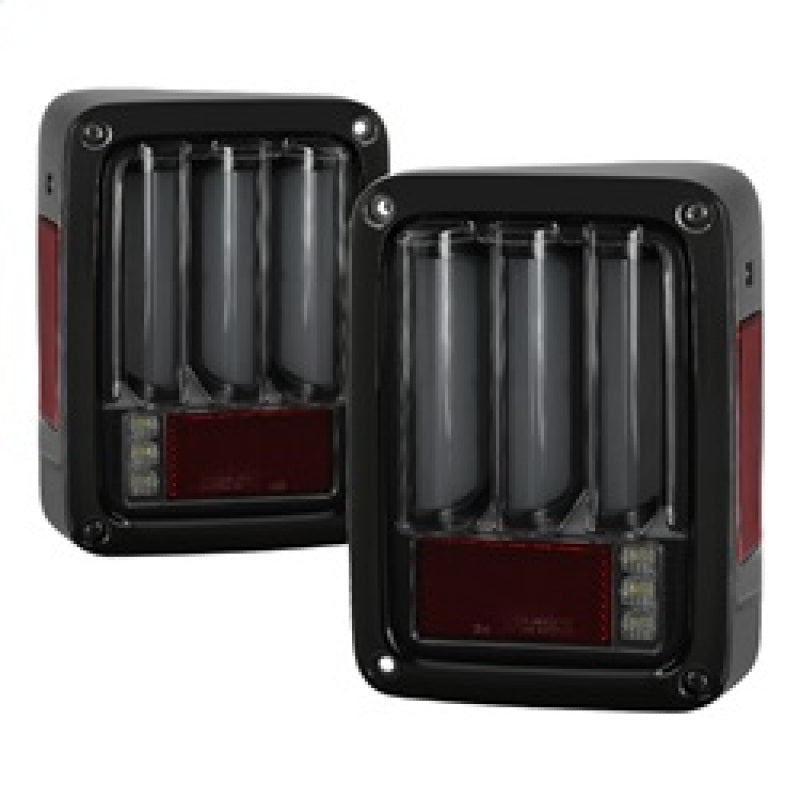 Spyder 07-16 Jeep Wrangler Version 2 Light Bar LED Tail Lights - Smoke (ALT-YD-JWA07V2-LBLED-BSM)